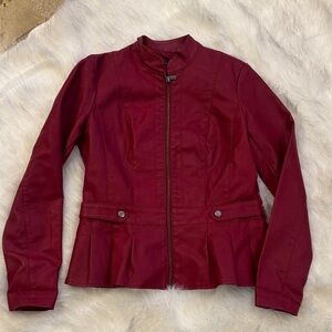Baccini Women's Deep Red Leather Looking Jacket